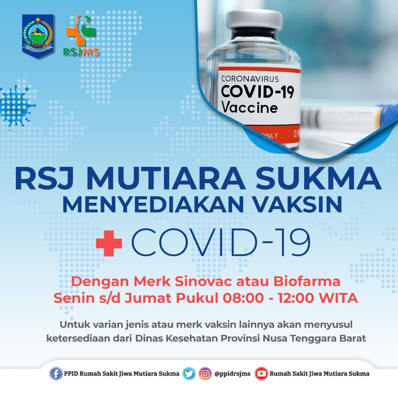 RSJ MUTIARA SUKMA MASIH MELAYANI VAKSINASI COVID - 19 DOSIS PERTAMA DAN KEDUA BAGI MASYARAKAT UMUM